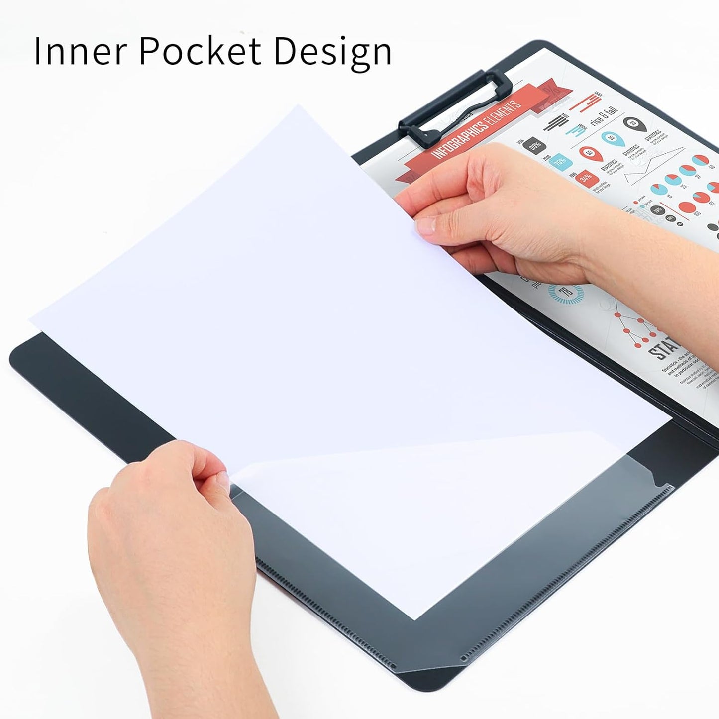 A4 Clipboard Folder,10 Pack Foldable Clipboards with Pocket for Business,Office,School or Restaurant (Black)