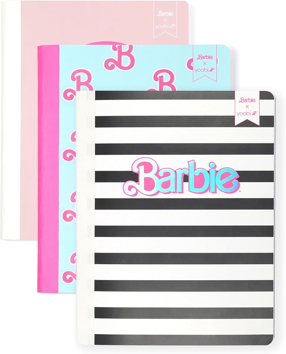 Yoobi College Ruled 8 x 10.5” Spiral Notebook Set – 3-Pack of 1 Subject Notebooks, Pink, Purple & Black Celestial Patterns – 150 Perforated 3-Hole Punched Sheets