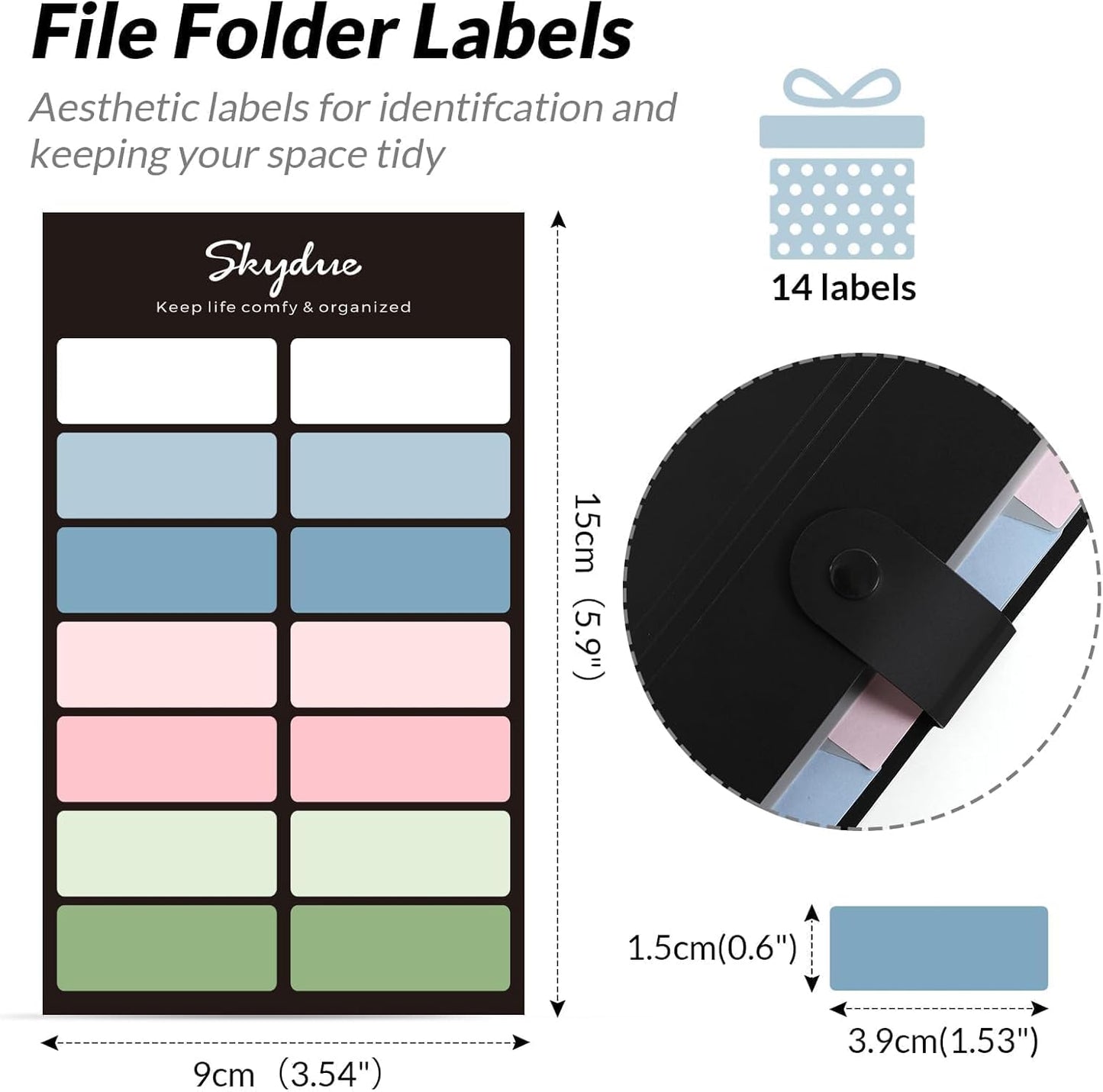 SKYDUE Expanding File Organizer with 8 Pockets, Accordion File Folders with Labels, Portable Document Paper Bill Receipt Organizer, Home College School Office Supplies, Letter Size, Blue