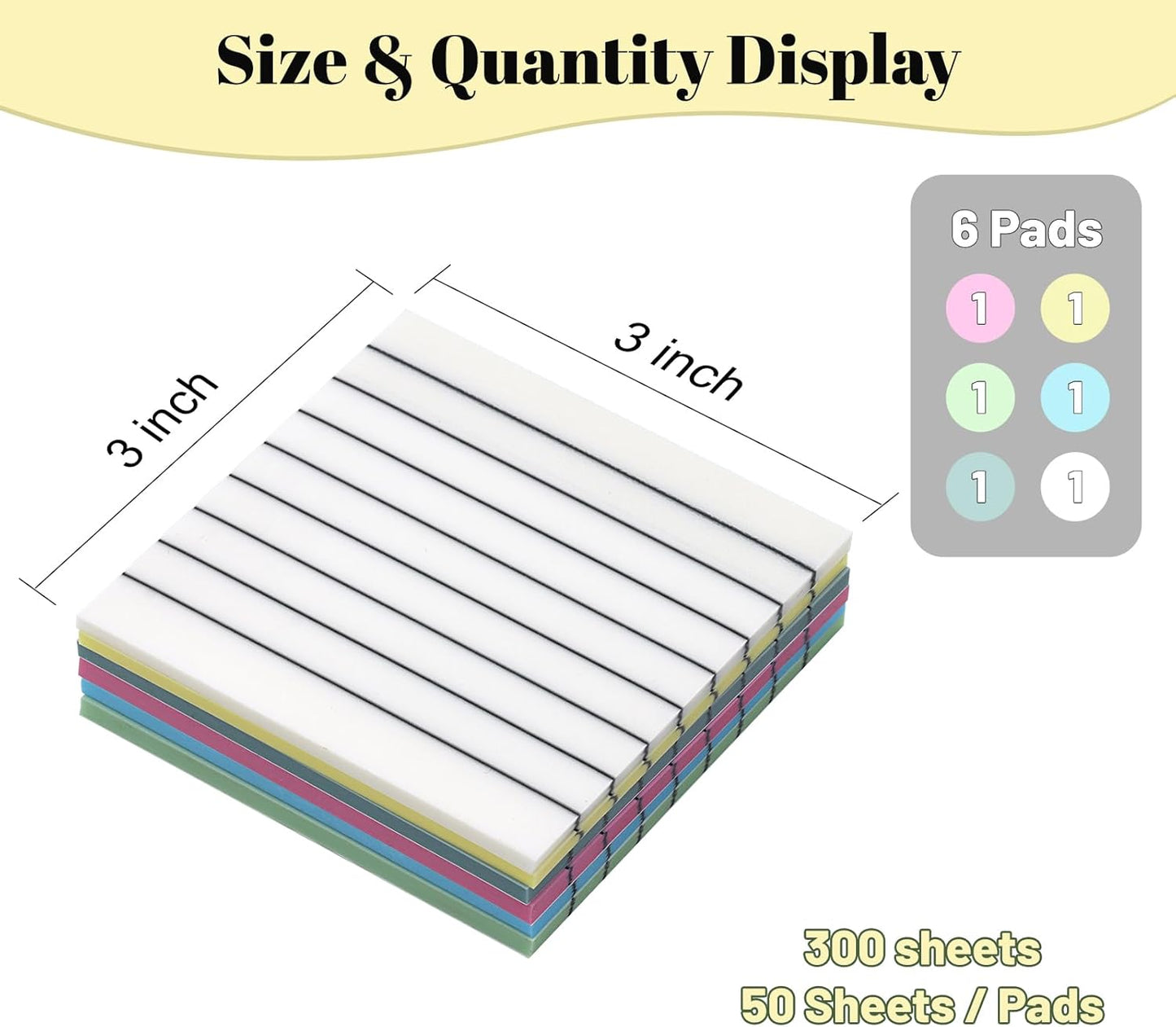 3x3 Inch Transparent Sticky Notes 300 Sheets, Clear Translucent Lined Self-Adhesive Memo Repositionable Reminder Pad for Office, College Students, Planners, Journals, School Supplies (Purple)