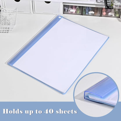BAYTORY 5Pcs Clear Report Covers with Swing Clip, Plastic Folders for A4 and Letter Size Paper, Clear Front Presentation Binder for School Business, 40 Sheets Capacity/Pack (Blue)