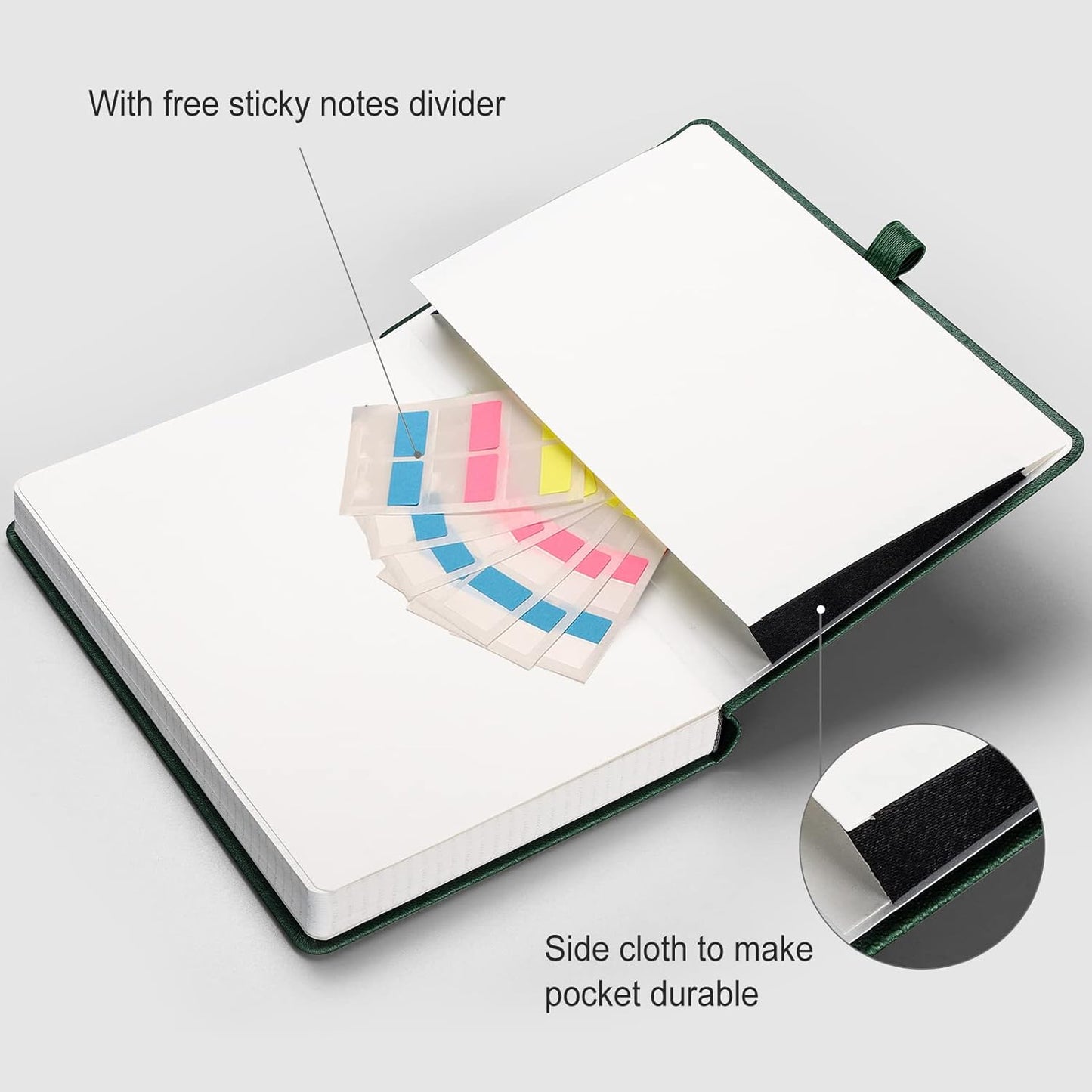 AHGXG Graph Paper Notebook - Grid Paper Notebook Large A4 8.5''×11'', 320 Pages Thick Journal, 100gsm Thick Graph Paper, Leather Softcover, Inner Pocket - Black