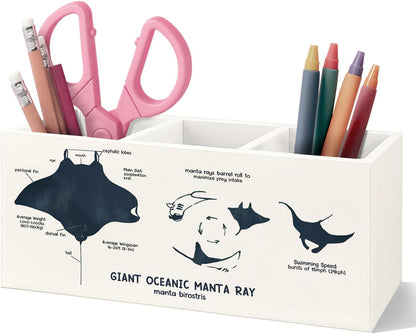 Killer Whale Gifts Wooden Pen Pencil Holder, Whale Shark Gifts for Ocean Lovers, Marine Biology Wooden Makeup Brush Organizer