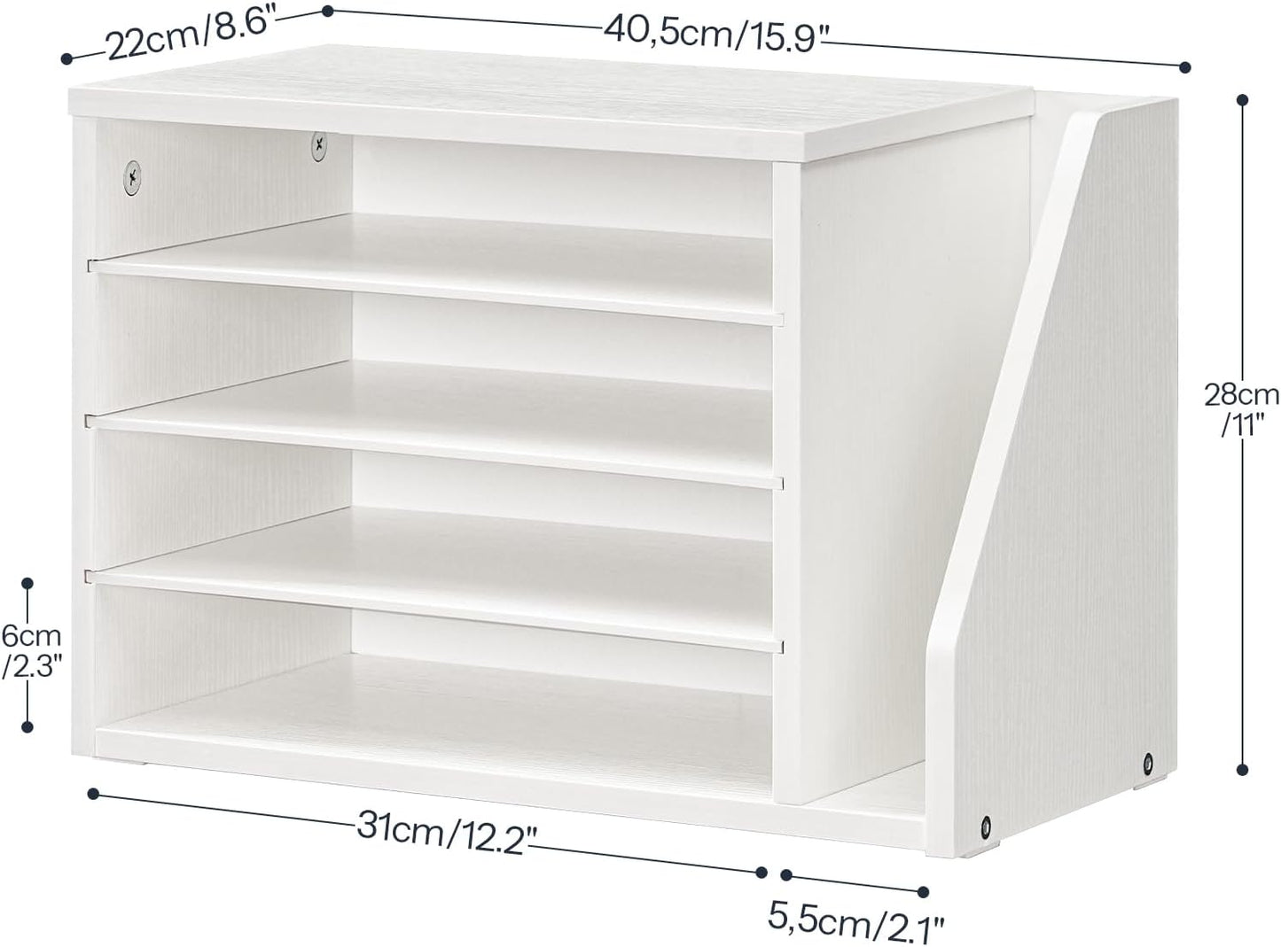 HOOBRO Mail Sorter, Literature Organizer with Adjustable Shelves, Paper Organizer for Office, Home, Wood Countertop File Holders, Mails, Magazines, Rustic Brown FG41WF01