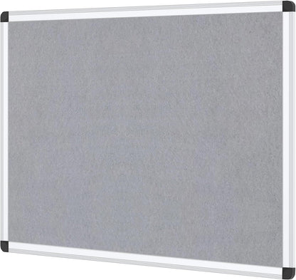 VIZ-PRO Large Fabric Bulletin Board/Foldable Notice Board Felt Gray, 60 X 48 Inches, Silver Aluminium Frame