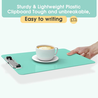 Plastic Clipboards 2 Pack, A4 Black Clip Board 8.5x11 for Classroom, Students, Kid, Woman, Size 9" x 12.5" with Low Profile Clip, Office & School Supply