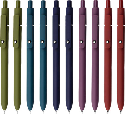 UIXJODO Gel Pens, 5 Pcs 0.5mm Black Ink Pens Fine Point Smooth Writing Pens with Silicone Grip, High-End Series Metal Clip Retractable Pens for Journaling Note Taking (Vintage)