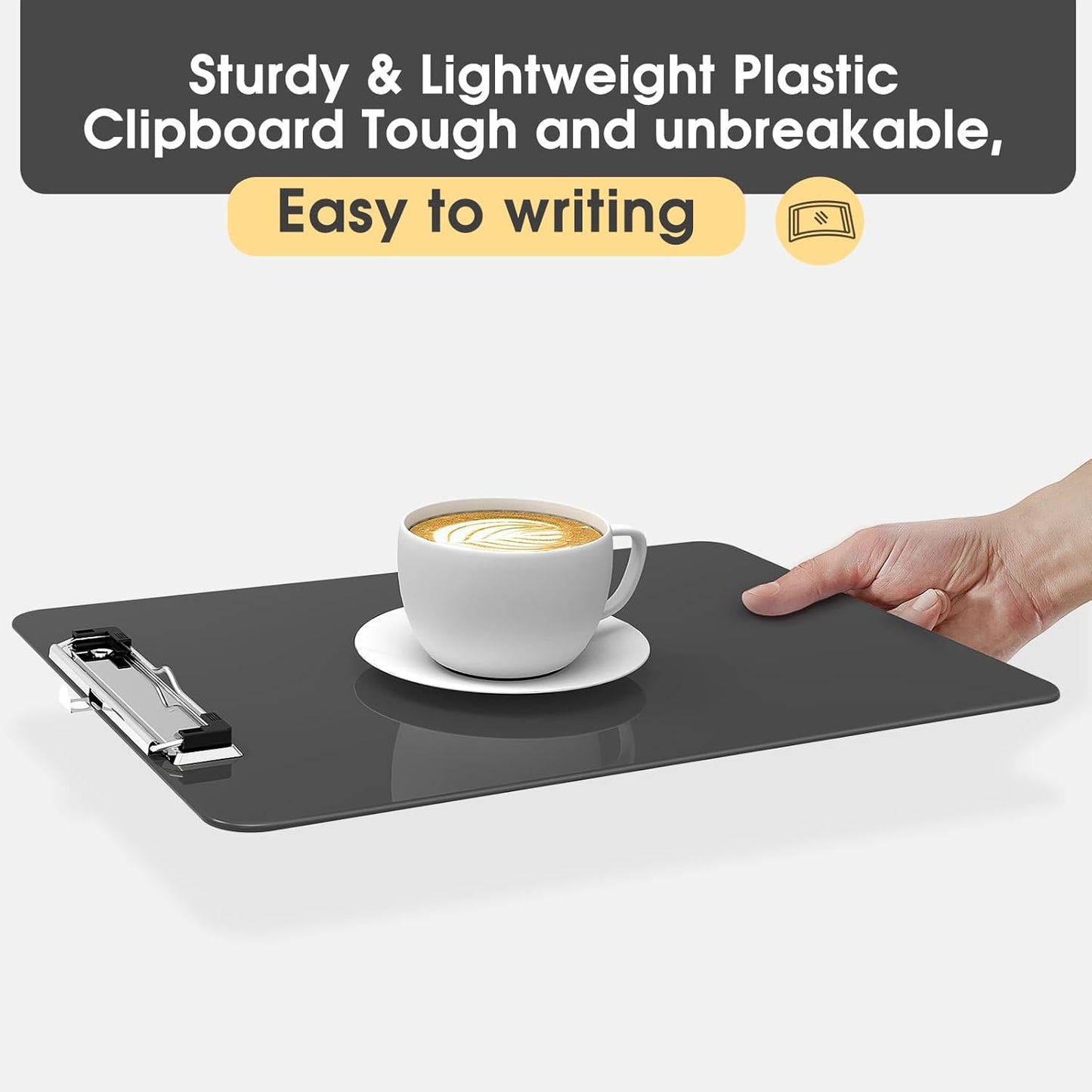 Plastic Clipboards 2 Pack, A4 Black Clip Board 8.5x11 for Classroom, Students, Kid, Woman, Size 9" x 12.5" with Low Profile Clip, Office & School Supply
