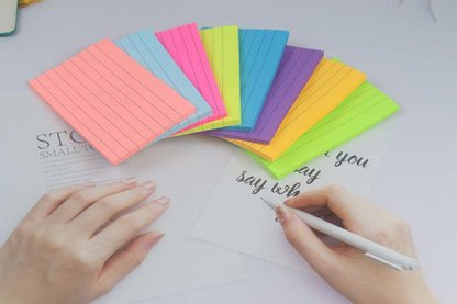 (8 Pads) Lined Sticky Notes 4x6 in Post, 8 Colors Self Sticky Notes Pad Its, Bright Post Stickies Colorful Big Rectangular Sticky Notes for Office, Home, School, Meeting, 40 Sheets/pad