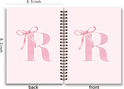 Blue Bow Journal Notebook for Girls,Initial H Journals Personalized Diary Gifts for Teen Girl Kids,Monogrammed Gifts for Women,Trendy Coquette Cute Hardcover Spiral Notebook 5.5 x 8.3 - Colors A