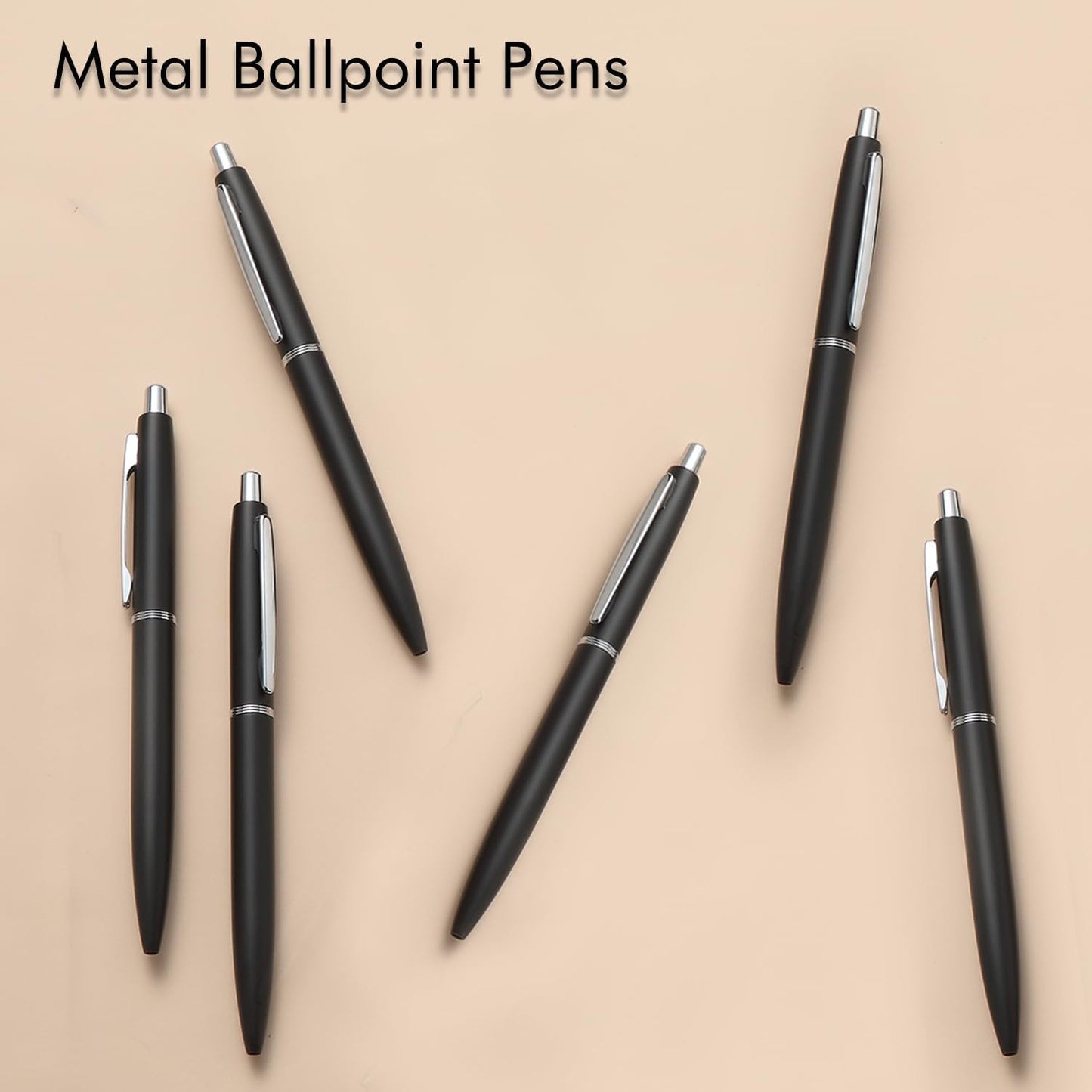 ChaoQ 3 Pcs Retractable Metal Ballpoint Pens, for Gift, Business, Office, 1.0mm Medium Point Black Ink, 6 Extras Replaceable Metal Refills - Stainess Steel
