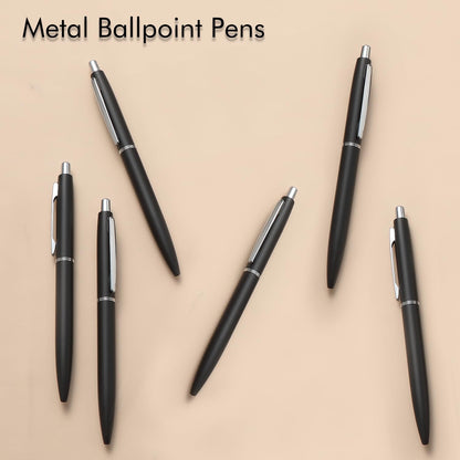 ChaoQ 3 Pcs Retractable Metal Ballpoint Pens, for Gift, Business, Office, 1.0mm Medium Point Black Ink, 6 Extras Replaceable Metal Refills - Stainess Steel