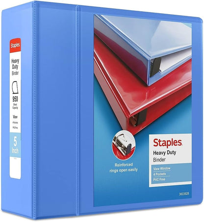 Staples Heavy-Duty 2-Inch D-Ring View Binder, Reinforced Spine, Holds Up to 450 Sheets, Gray, for Office & School