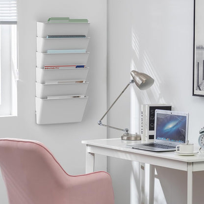 Gawerk Clear Acrylic Single Pocket, Plastic Hanging Wall Mount File Holder for Office Home (Clear, 3 Pack)