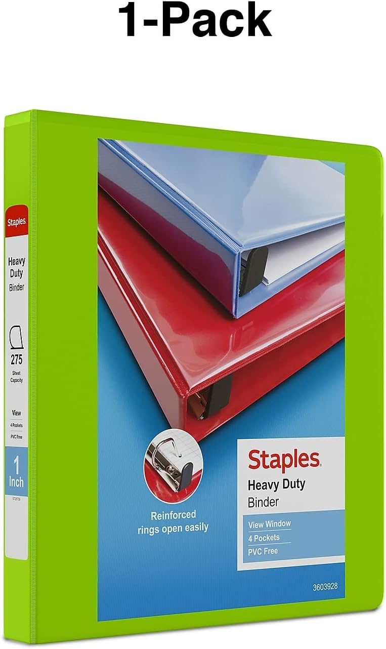 Staples Heavy-Duty 2-Inch D-Ring View Binder, Reinforced Spine, Holds Up to 450 Sheets, Gray, for Office & School