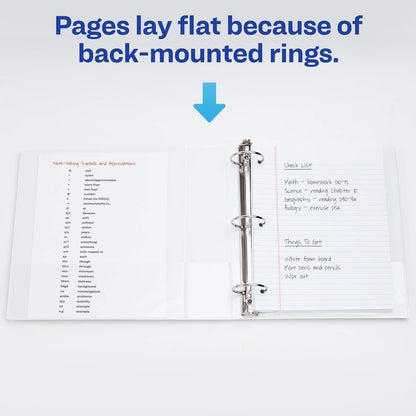 Avery Standard View 3 Ring Binders, 1.5" Round Rings, 275-Sheet Capacity, 2.1 Inch Wide Spine, White Binders, Ideal for Lightweight Organization and Occasional Referencing (4-Pack of 19201)