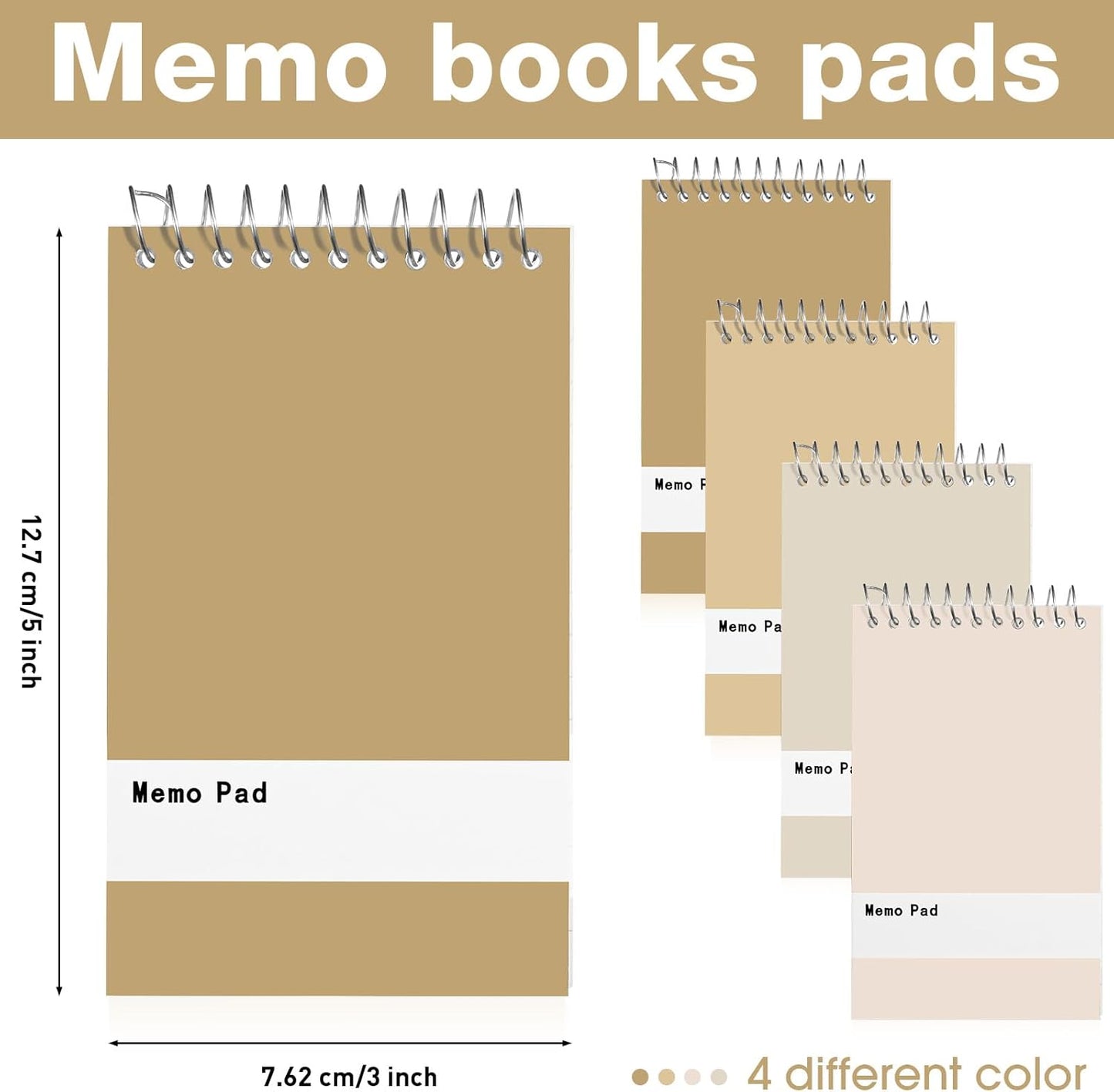 Thenshop 100 Pads Spiral Memo Pads Bulk 3 x 5 Inch Small Pocket Notepad Top Bound Lined 60 Sheets Mini Notebooks for School College Office Home Supplies (Fresh Colors)