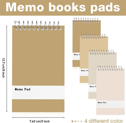 Thenshop 100 Pads Spiral Memo Pads Bulk 3 x 5 Inch Small Pocket Notepad Top Bound Lined 60 Sheets Mini Notebooks for School College Office Home Supplies (Fresh Colors)
