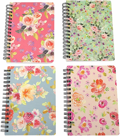 4 Pack A5 Spiral Notebook Journal,Wirebound Ruled Sketch Book Notepad Diary Memo Planner,A5 Size(8.3X5.7) & 80 Sheets (Floral)