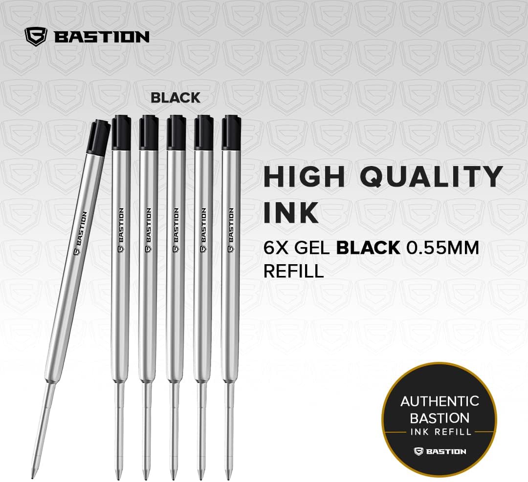 BASTION Pen Refill Ballpoint Blue | Replacement for All Bastion Bolt Action Pens | Standard Pen Ink Refills Cartridge (Blue 6 pc)