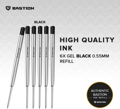 BASTION Pen Refill Ballpoint Blue | Replacement for All Bastion Bolt Action Pens | Standard Pen Ink Refills Cartridge (Blue 6 pc)