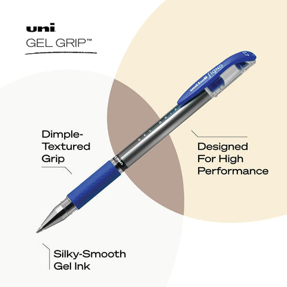 uniball Gel Grip Gel Pens, Medium Point (0.7mm), Blue, 12 Pack