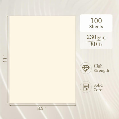 White Cardstock 8.5 x 11, White Cardstock Printer Paper 80lb 100 Sheets, GIGYES Copy Paper for Printer, Watercolor Drawing, Certificate, Invitations