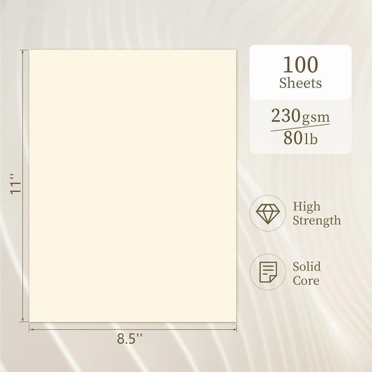 White Cardstock 8.5 x 11, White Cardstock Printer Paper 80lb 100 Sheets, GIGYES Copy Paper for Printer, Watercolor Drawing, Certificate, Invitations