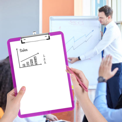 Rimilak Plastic Clipboards with Low Profile Metal Clip, Translucent Board, 12.5 x 9 In Letter Size, Office Supply, Back to School, Pink