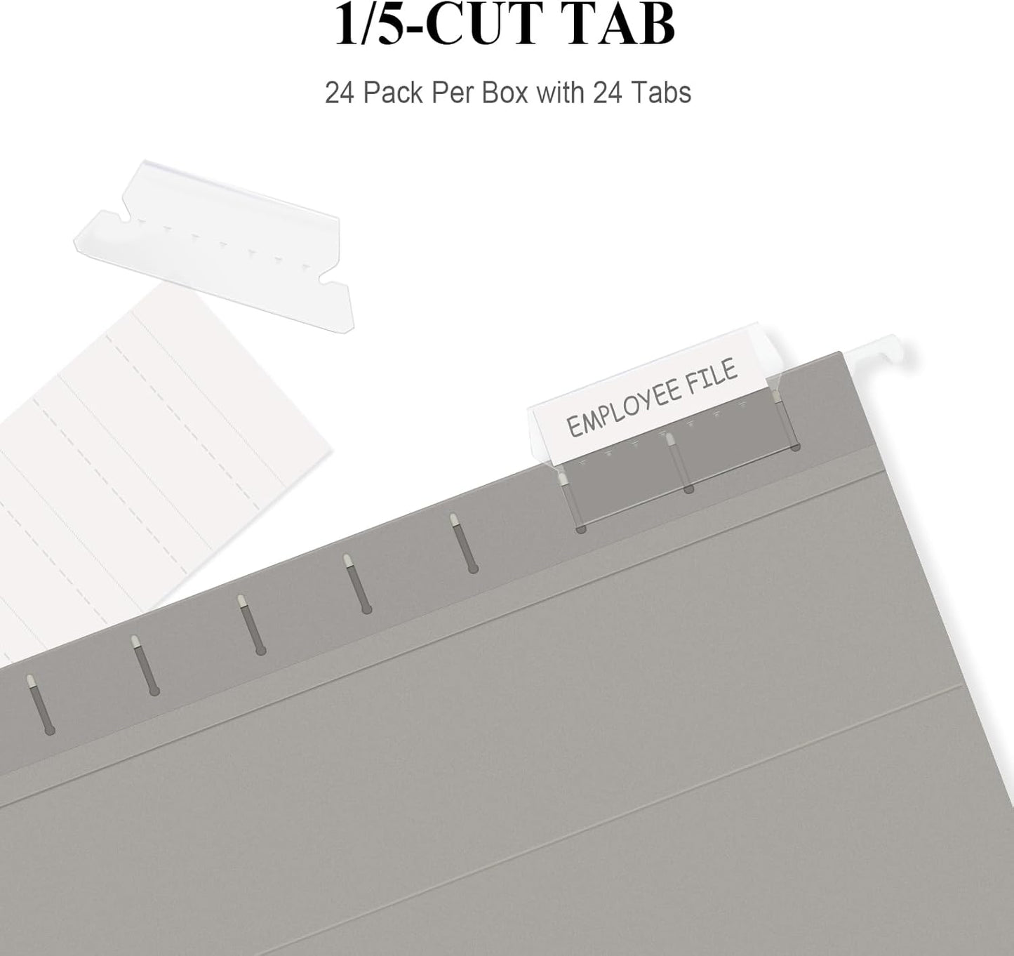 ViVin Hanging File Folders, 1/5-Cut Adjustable Tabs with 24 Per Box, 24 Pack Letter Size Hanging File Folders, Designed for Office Home School Filing Cabinet(Assorted)
