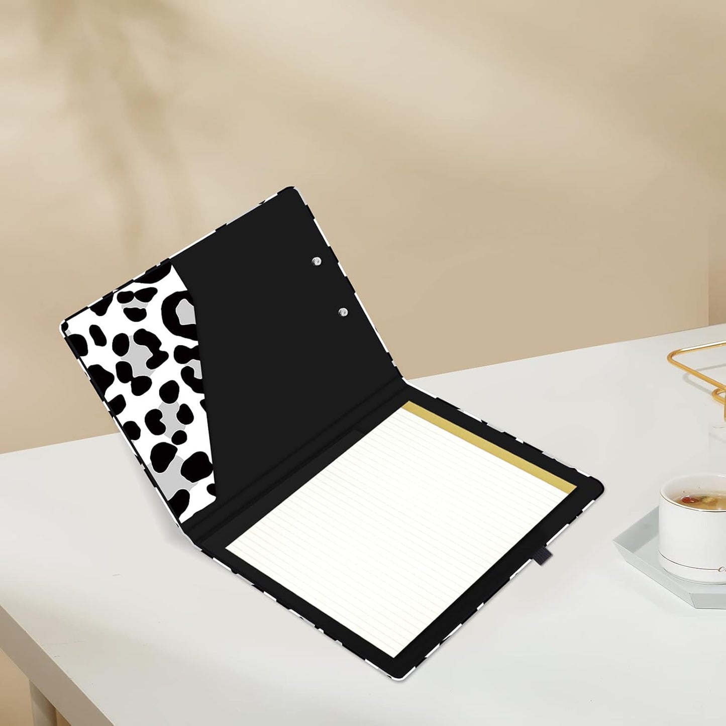 Hongri Clipboard Folio with Refillable Lined Notepad and Interior Storage Pocket for Students, Classroom, Office, Women, Man, Cute Custom Pattern, Size 12.8 x 9.2 in, Classic Flower