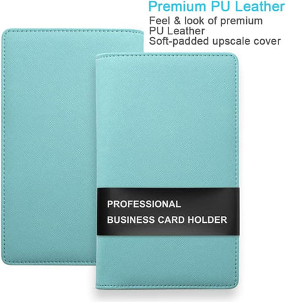 Sooez Leather Professional Business Card Book Holder Organizer, 240 Capacity Credit Card Booklet, PU Name Cards Holder Storage File for Men Women, 7.7 x 4.5 Inch, Black