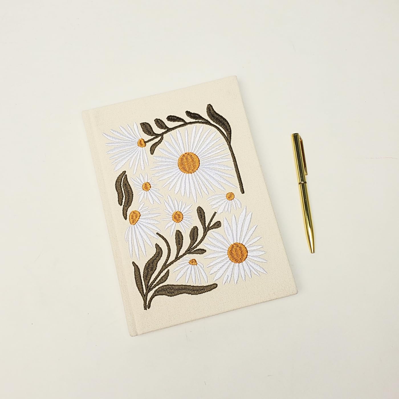 Lady Jayne Embroidered Canvas Hardcover Journal with 192 Lined Pages, 6” x 8.5” – Flower Market Poppy (83289)