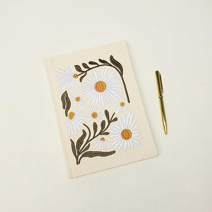 Lady Jayne Embroidered Canvas Hardcover Journal with 192 Lined Pages, 6” x 8.5” – Flower Market Poppy (83289)