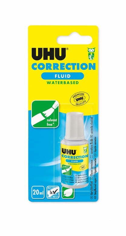 UHU Correction Fluid Water-Based 20 ml White Information Card