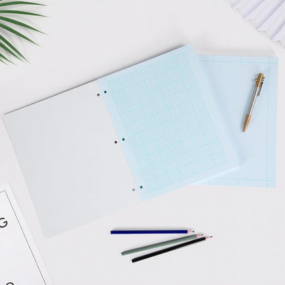 5 Pcs Engineering Paper Notebook,500 sheets Green Tint Paper,5 x 5 Graph Rule on Back,8.5 x 11 3-Hole Punched Engineering Computation Pad