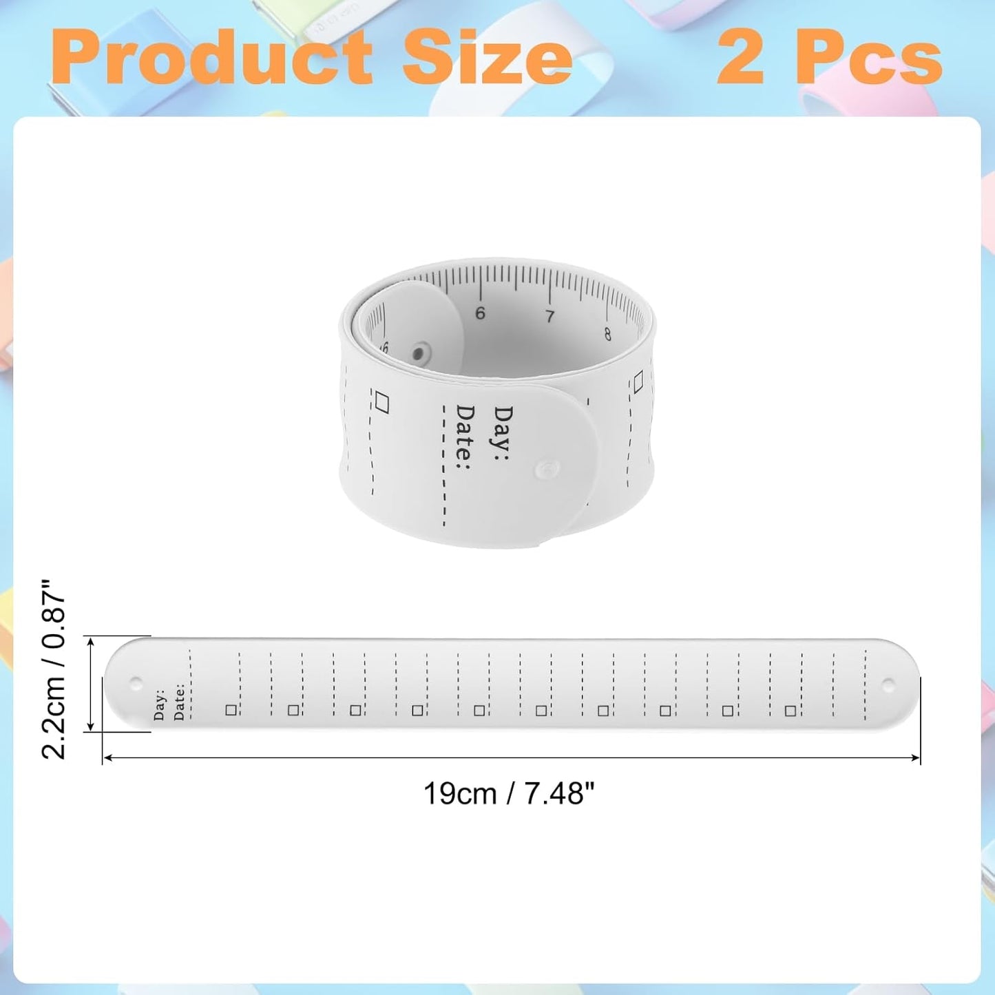 uxcell 2Pcs Writable Wrist Band, 9.45" x 1.18" Waterproof Slap Bracelet Reusable Writable Erasable to Do List Silicone Memo Wrist Bands for Planner Reminder (White)