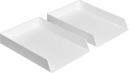 Amazon Basics Rectangular Plastic Desk Organizer, letter size Tray, 2-Pack, 9.7 x 2.2 x 13 inches, Black