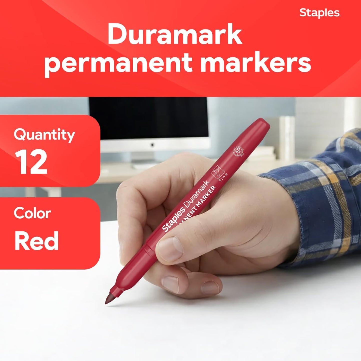 STAPLES Permanent Markers, Ultra Fine Tip, Black, 12 Pack – Duramark Precision Markers for Writing, Drawing & Labeling