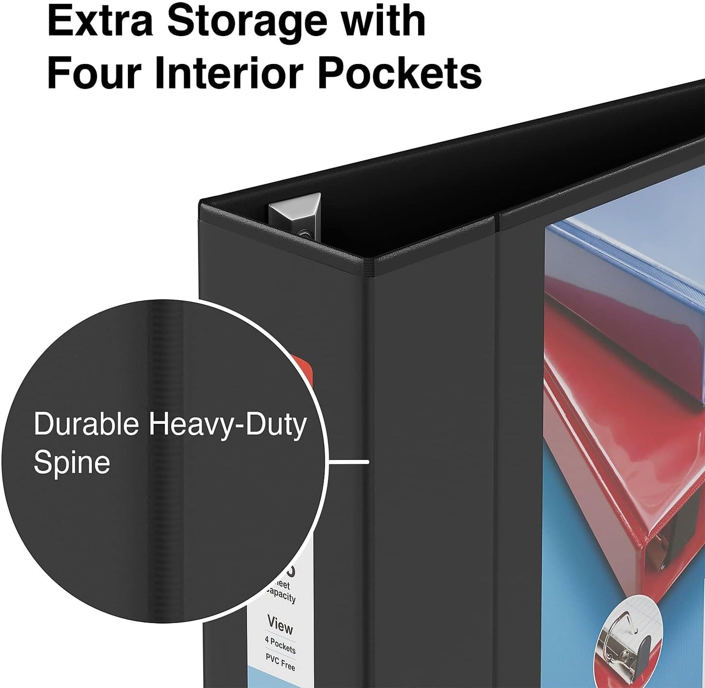 Staples Heavy-Duty 2-Inch D-Ring View Binder, Reinforced Spine, Holds Up to 450 Sheets, Gray, for Office & School