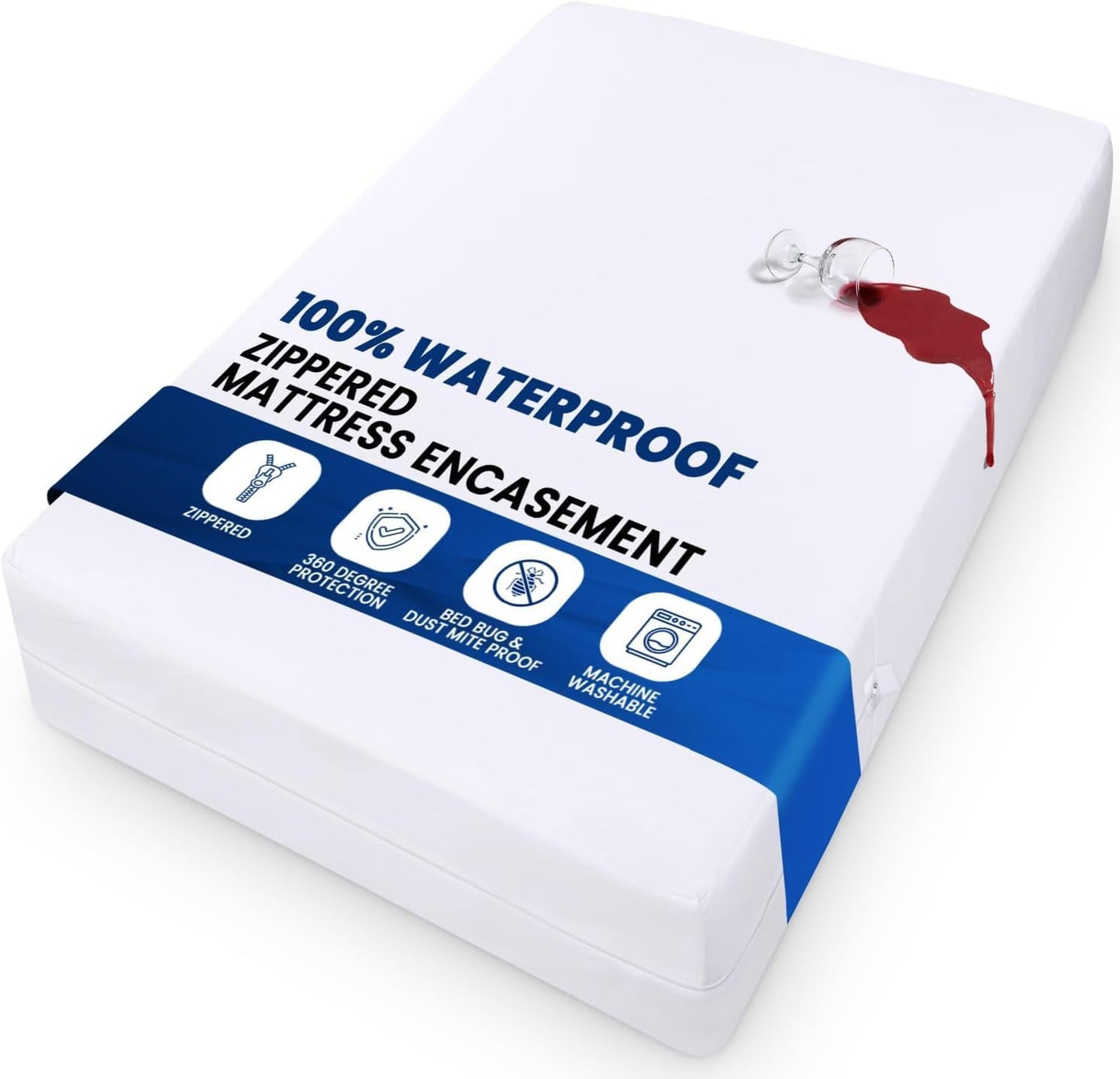 Utopia Bedding Mattress Protector Zippered California King Size, 100% Waterproof Bed Bug and Dust Mite Proof Mattress Encasement, Absorbent 6 Sided Mattress Cover
