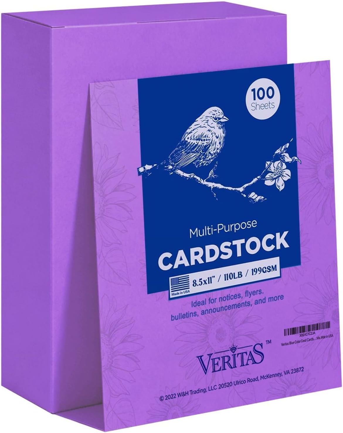 Veritas White Cardstock 8.5 x 11”, 110LB Index/199GSM Heavyweight Card Stock, 100 Sheets, Thick Cardstock Printer Paper for Copy, Printing, Art Projects, Invitations, Made In USA