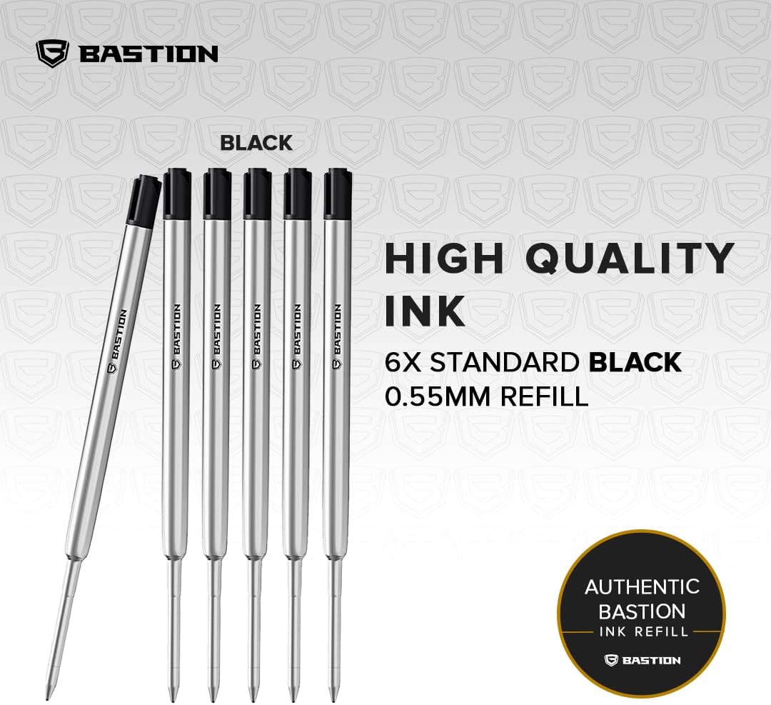 BASTION Pen Refill Ballpoint Blue | Replacement for All Bastion Bolt Action Pens | Standard Pen Ink Refills Cartridge (Blue 6 pc)