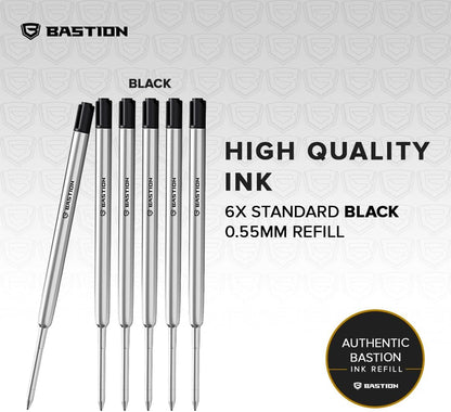 BASTION Pen Refill Ballpoint Blue | Replacement for All Bastion Bolt Action Pens | Standard Pen Ink Refills Cartridge (Blue 6 pc)