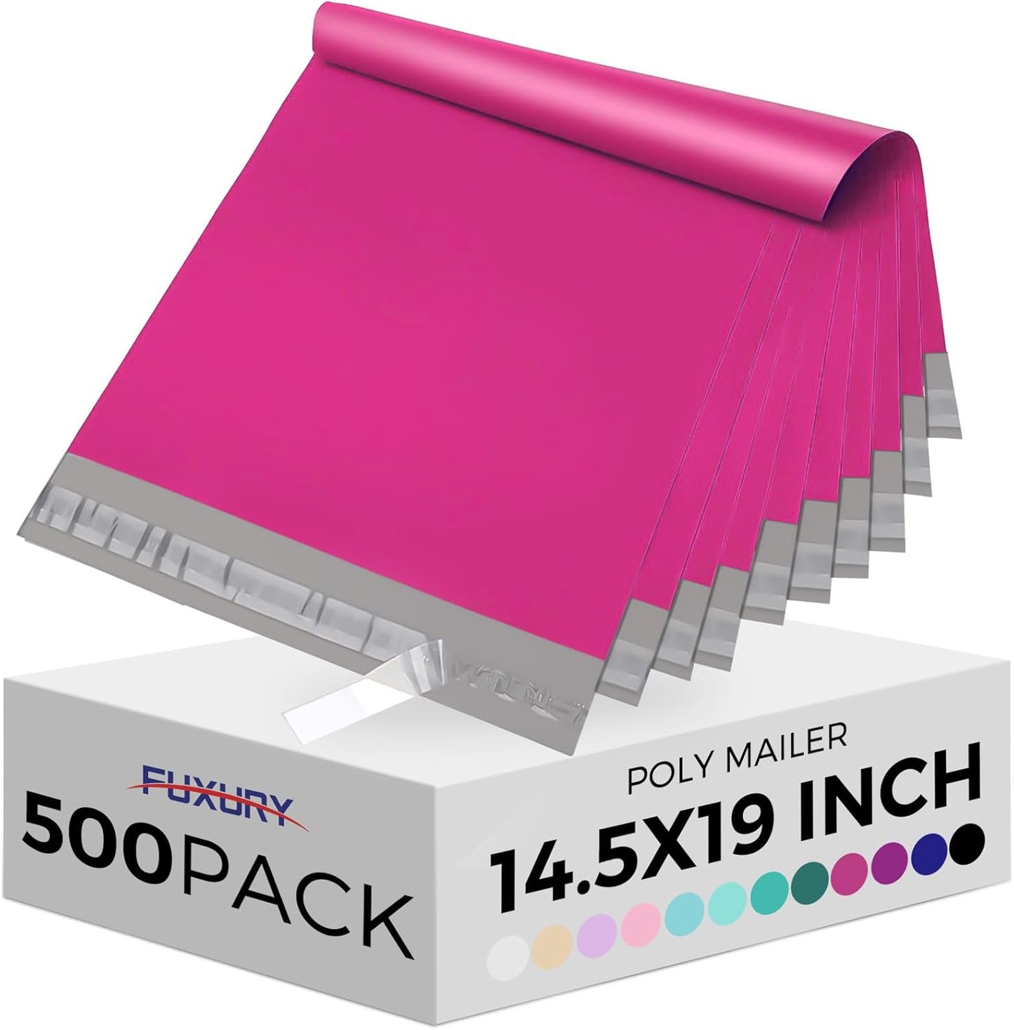 Fuxury Poly Mailers 14.5x19 Inch 50pc Shipping Bags for Small Business Mailing Envelopes for Clothing,Self Seal Shipping Envelopes Waterproof Poly bags Durable Packaging Bags Light Pink