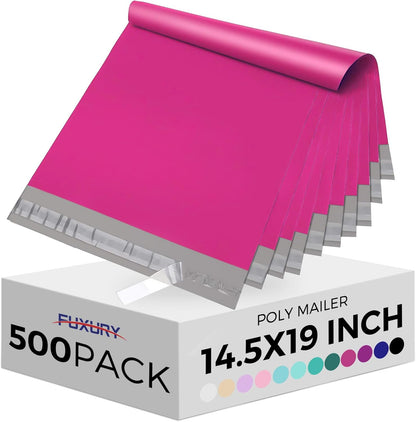 Fuxury Poly Mailers 14.5x19 Inch 50pc Shipping Bags for Small Business Mailing Envelopes for Clothing,Self Seal Shipping Envelopes Waterproof Poly bags Durable Packaging Bags Light Pink
