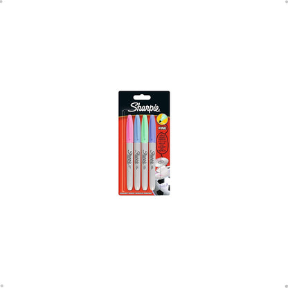 Sharpie Permanent Markers | Fine Point for Bold Details | BlackBlueRed and Green Ink Colours | 4 Marker Pens