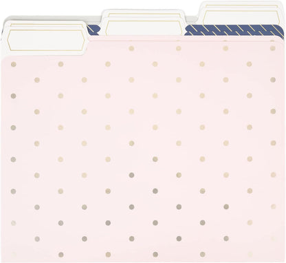 U Brands Fashion File Folders, 1/3-Cut Tabs in Assorted Positions, Letter Size, Office Supplies, 6 Count (Classic)