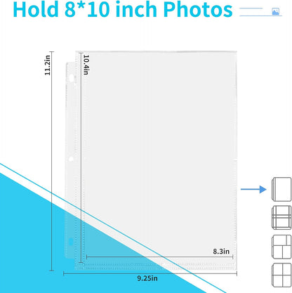 Fabmaker 30 Pack Photo Sleeves for 3 Ring Binder - (4x6, for 180 Photos), Archival Page Protectors, Clear Plastic Refill Pages, Postcard Sleeves, Acid-Free