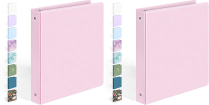 BinderX Extra Durable 3 Ring Binder, Round Rings 1 Inch Binder, Fits 175 Sheets of 8.5x11 Paper, Customizable View Cover with Inside Pockets, Cute 1" Binders, 1 Inch Binders 3 Ring, Pink